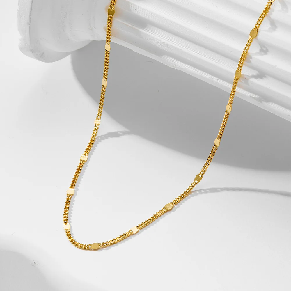 

Withered S925 Sterling Silver Gold-plated Chain Necklace Women's Collarbone Chain Neck Chain Necklaces For Women