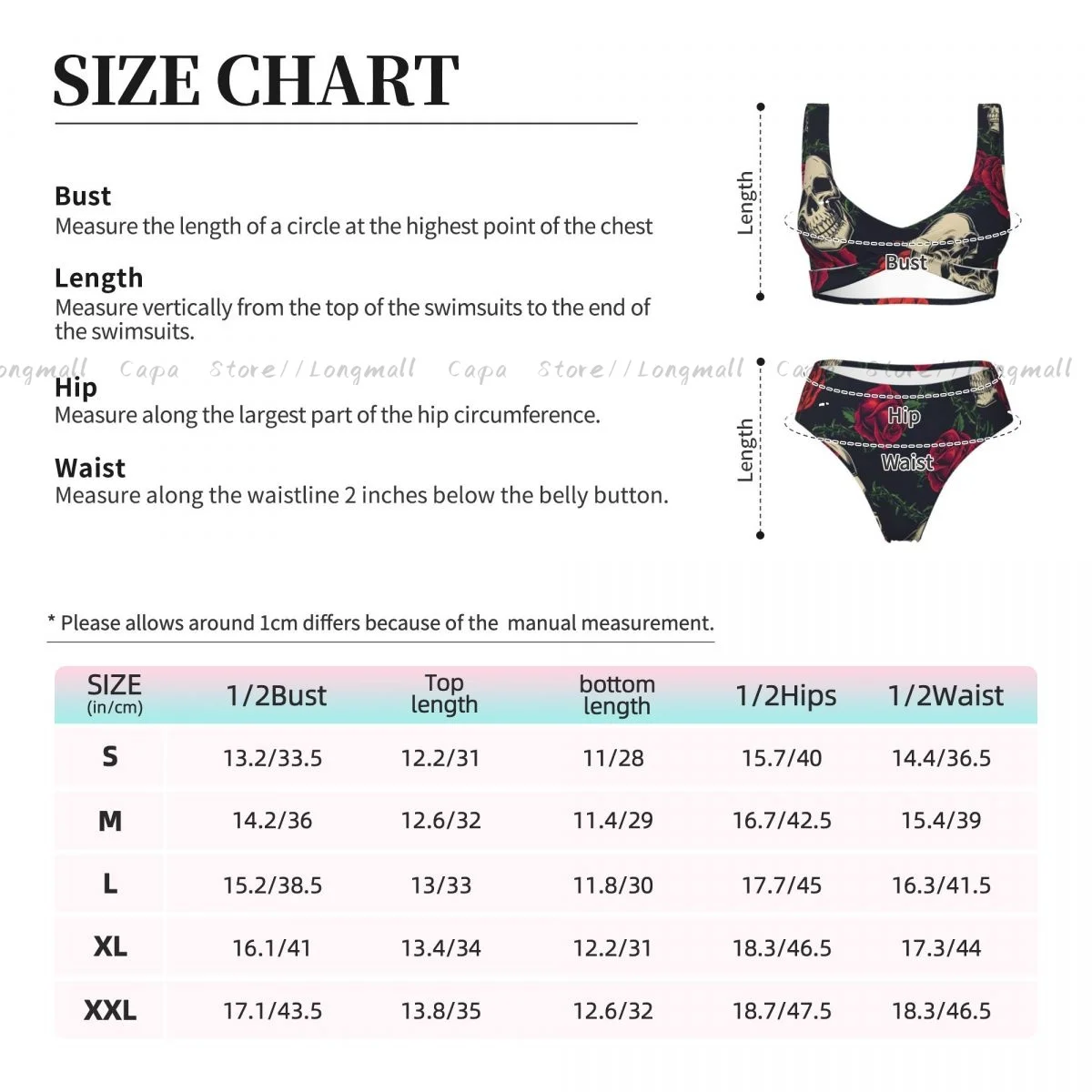 ผู้หญิงชุดบิกินี่ Skulls และ Roses ชุดว่ายน้ํา Push Up ชุดว่ายน้ําหญิงชุดว่ายน้ํา