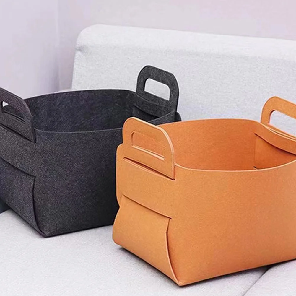 

2 Pcs Box Desk Organizer Gray Brown Small Sundries Organizer Box Size Home Felt Crate Sundries Case Table Stationery Holder