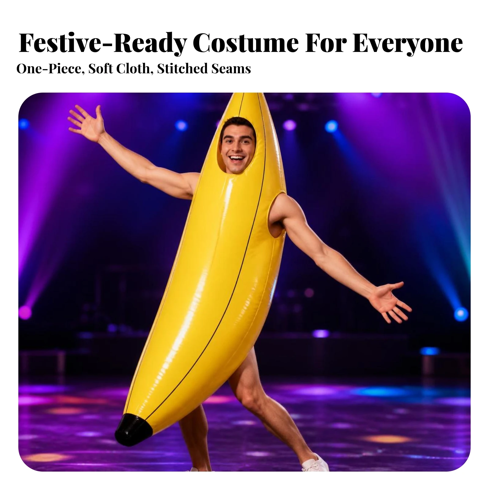 Banana Costume Inflatable-Style Banana Suit Outfit Lightweight for Adults, Cosplay
