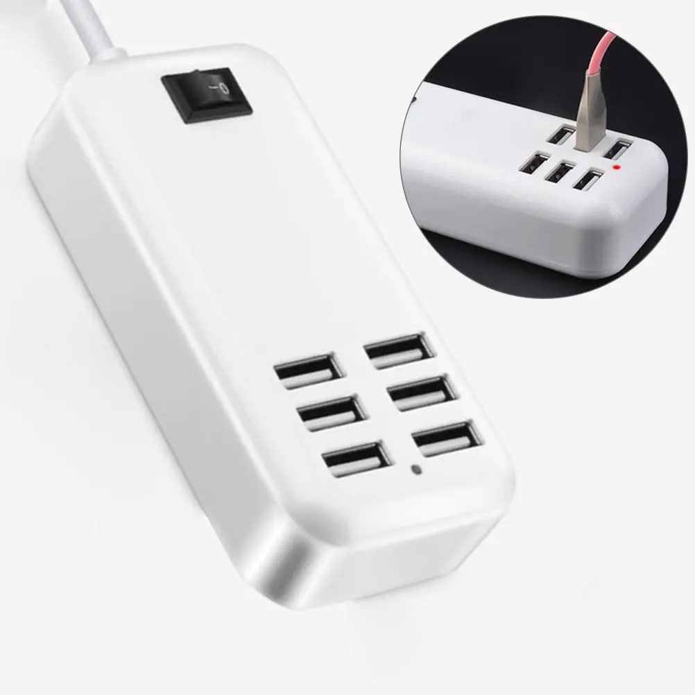 6 Port USB Charging Station Fast Multi Device Charger for Smartphones Tablets and Mobile Devices