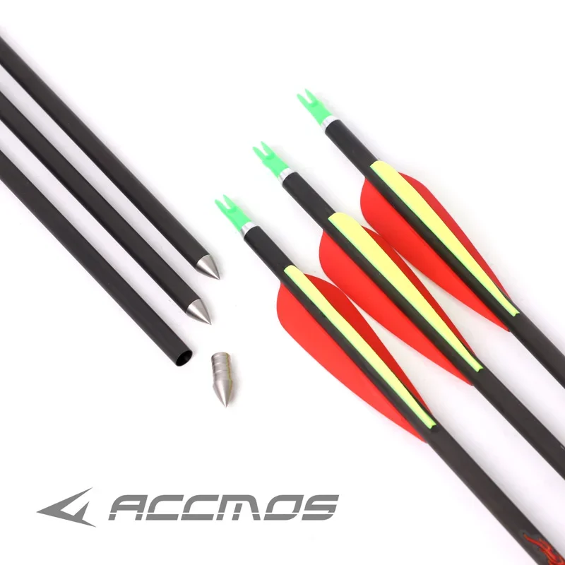 6/12pcs Archery Carbon Arrow ID 8mm 32inch Spine 300/350/400/500 for Hunting Shooting