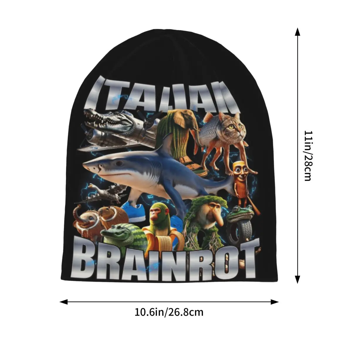 Tralalero Tralala قبعة الإيطالية Brainrot ميمي القوطي الخريف الشتاء في الهواء الطلق Skullies قبعة حريمي الصيف الدافئة رئيس التفاف بونيه القبعات #2