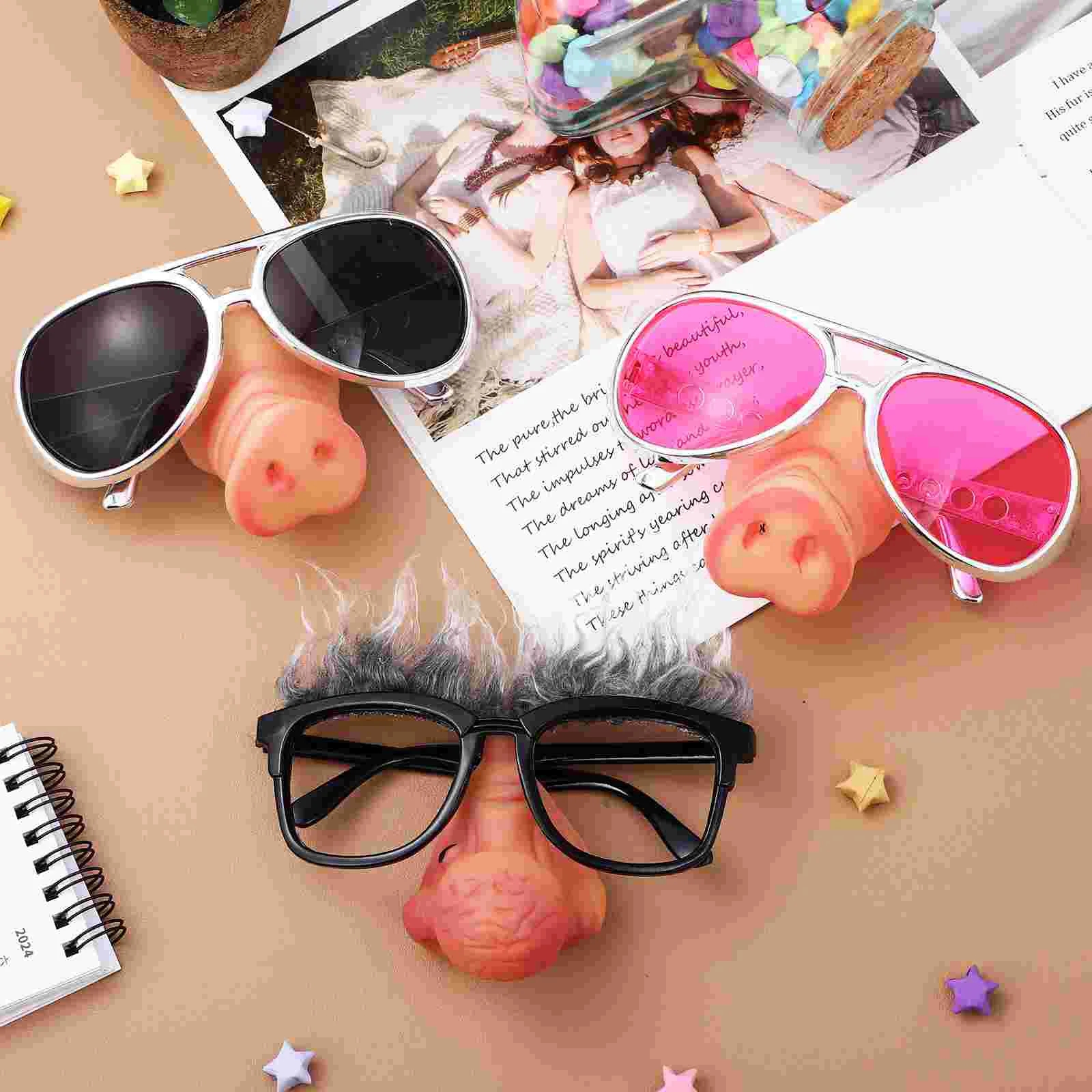 3 Pcs Creative Glasses Photo Props Novelty Mask Cosplay Kids Party Eyeglasses Ac Lenses Frames Decor Child Masquerade