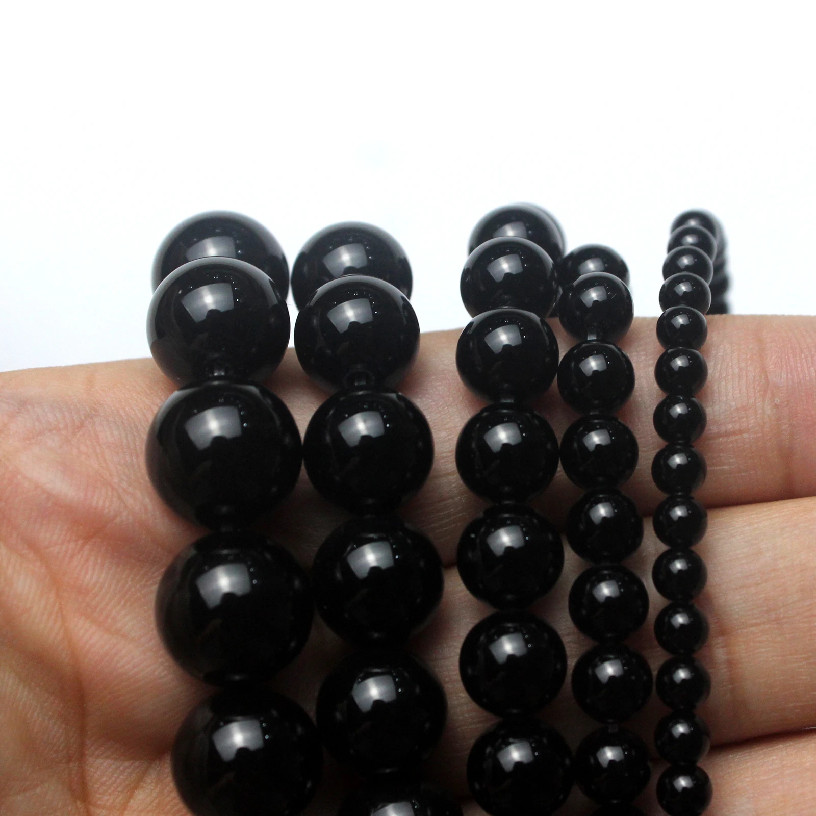 Real Black Onyx Agat DIY Handmade Natural Stone Beads For Jewelry Making Round Shape 4 /6/8/10/12/14mm Strand 15\'\'