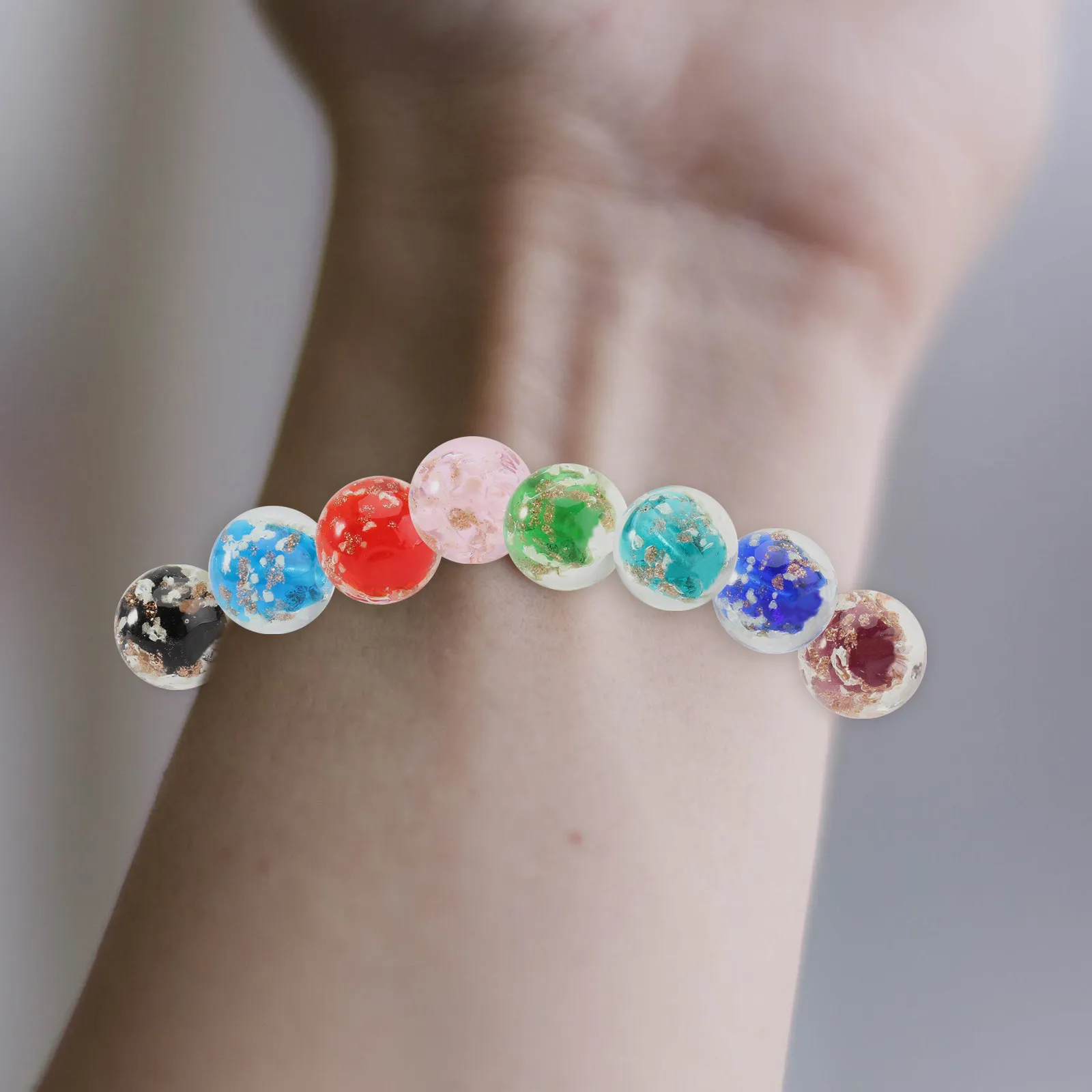 

8Pcs DIY Glass Spacer Beads Jewelry Accessories for Bracelet Necklace Multi Color Green Purple Lake Blue