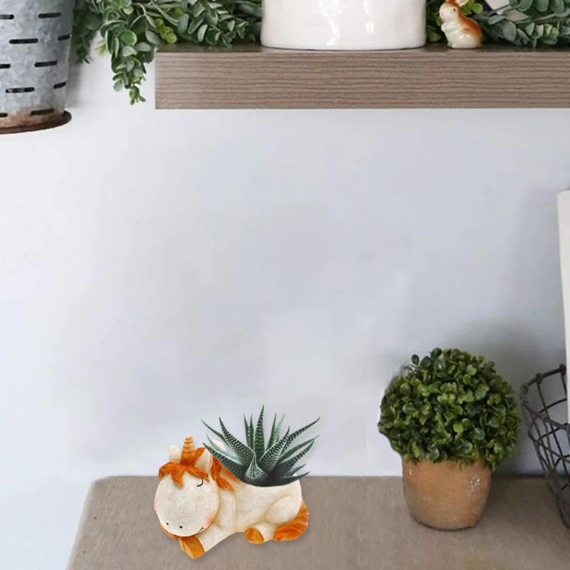 Succulent Flower Pots Silicone Mold 3D Unicorns Flowerpot Molds Storage Holder DIY