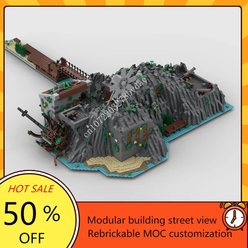 22659PCS Pirate Island Bay Riff Island Modular MOC Creative Street View Custom Puzzle Architecture Model Toy Gift