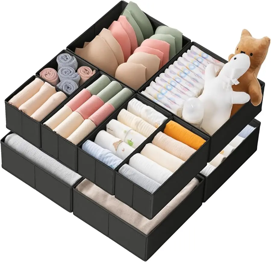 

Drawer Organizer Clothes, 10 Pack Dresser Organizer for Baby Clothes, Underwear, Sock- Foldable Closet Organization and Storage