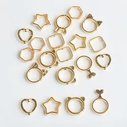 20Pcs Tibetan Silver Gold Hollow Square Hexagon Star Shaped Loose Spacer Beads For DIY Making Bracelet Necklace Jewelry Connecto