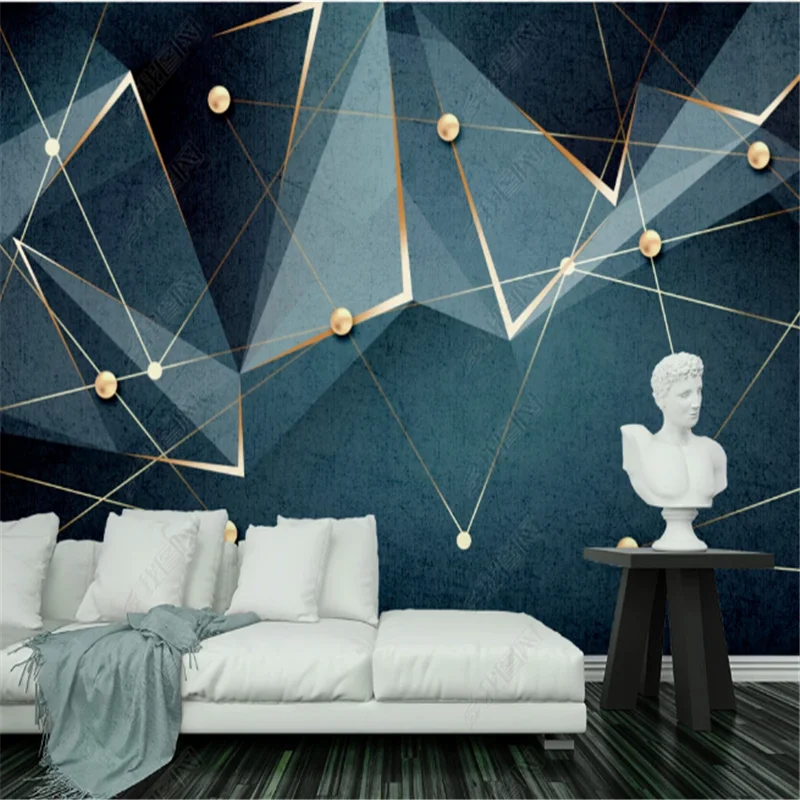 

Creative Wallpaper For Living Room Golden Geometric Lines Modern Minimalist Abstract TV Background Mural Wall Paper Home Decor