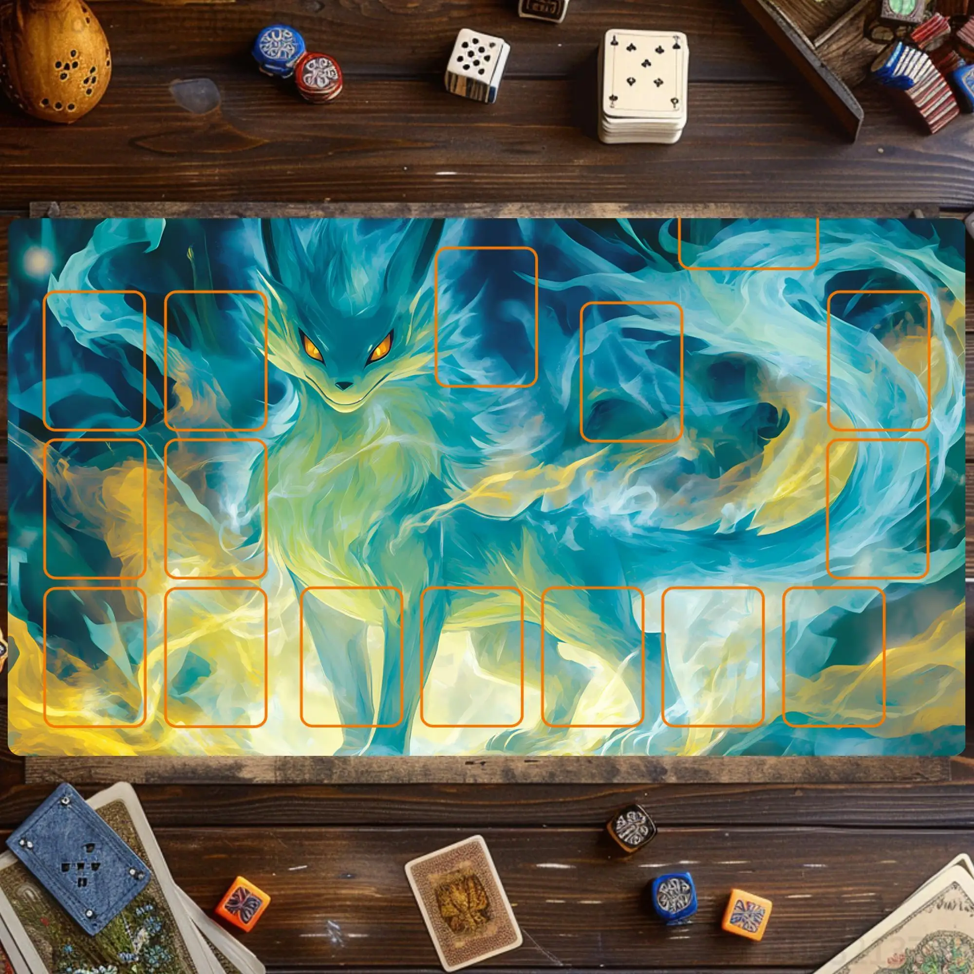 

Игровой коврик Pokemon Zoroark Aura, противоскользящий, устойчивый к пятнам, удлиненный, для настольных игр Pokemon TCG