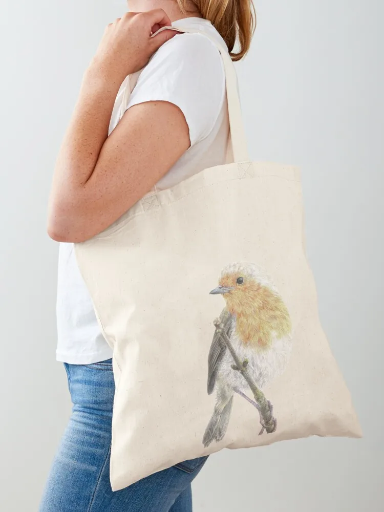 Hand Drawn Robin by Lizzy Hard Art Tote Bag Handbags reusable grocery bags Women's bags