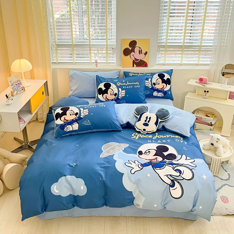 Disney Bedding Set Mickey Minnie Stitch Lotso Four Piece Double Queen Size Pillowcase Bed Linens Kids Bedclothes Home Textile