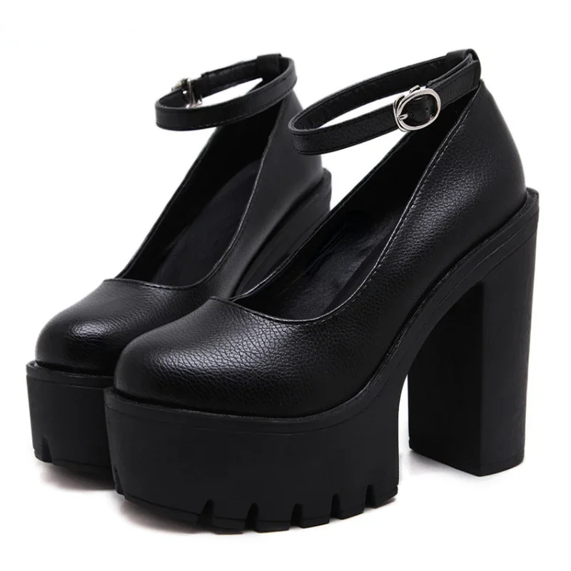 

new spring autumn casual high-heeled shoes sexy ruslana korshunova thick heels platform pumps Black White Size women shoes