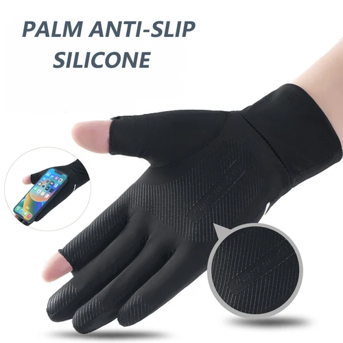 Imagen 2 del producto Guantes de seda de hielo con protección solar UV, guantes antideslizantes con pantalla táctil de dedo completo, guantes transpirables de verano para exteriores para conducir, andar en bicicleta