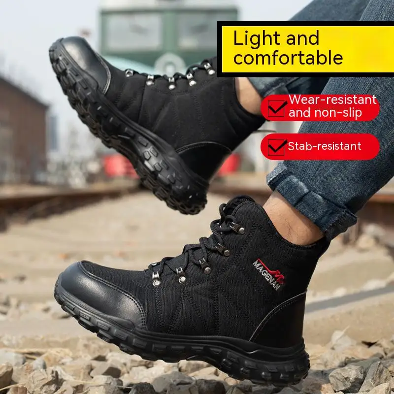 Men Lightweight Work Boots Indestructible Safety Shoes Men With Steel Toe Shoes Puncture-Proof Work Sneakers Male Work Shoes