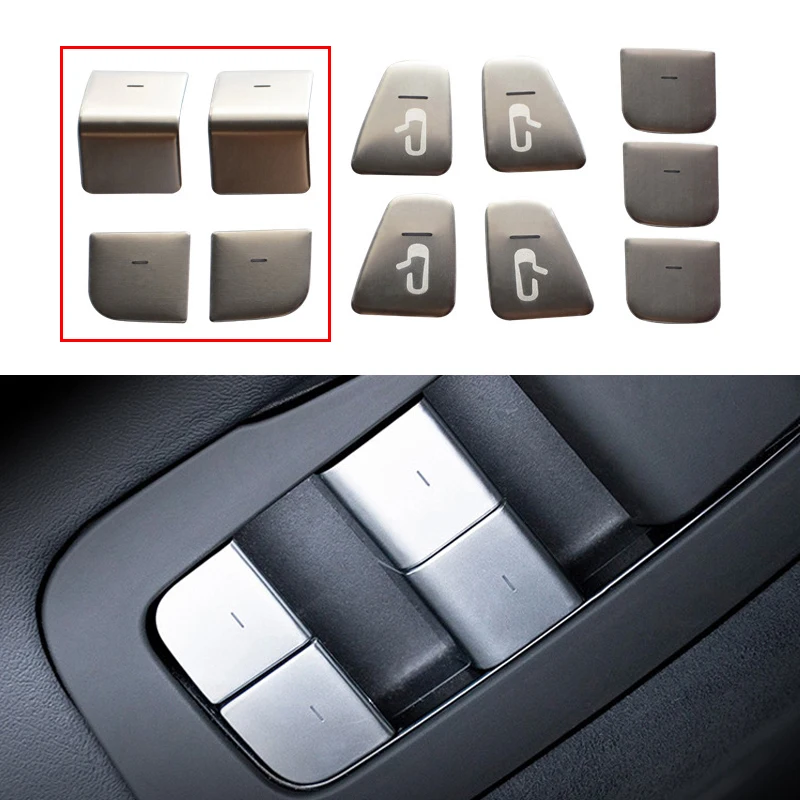 

11 Piece Set ABS Plastic Car Window Lift Switch Button Door Open Sticker Trim for Tesla Model 3 2017-2020 Interior Accessories