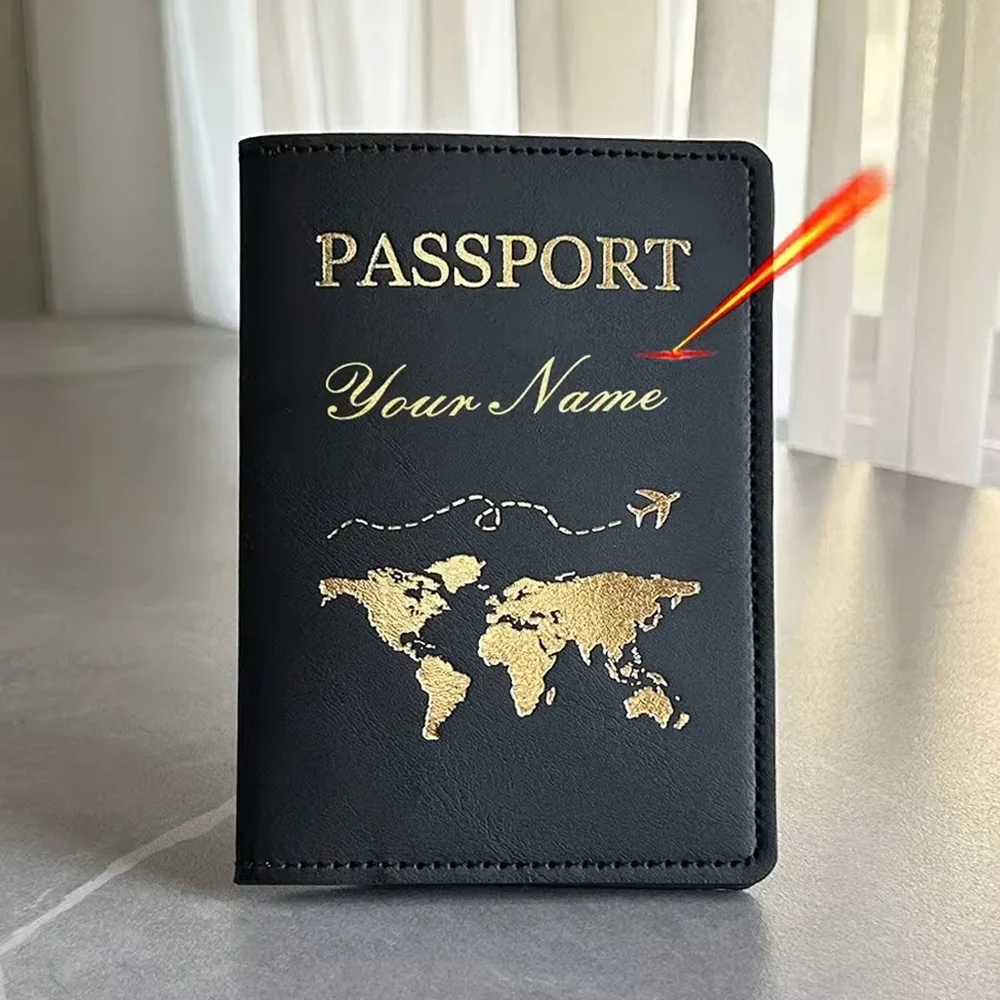 Custom Map Passport Covers con nomi coppia nome personalizzato copertina del passaporto nome in colore oro