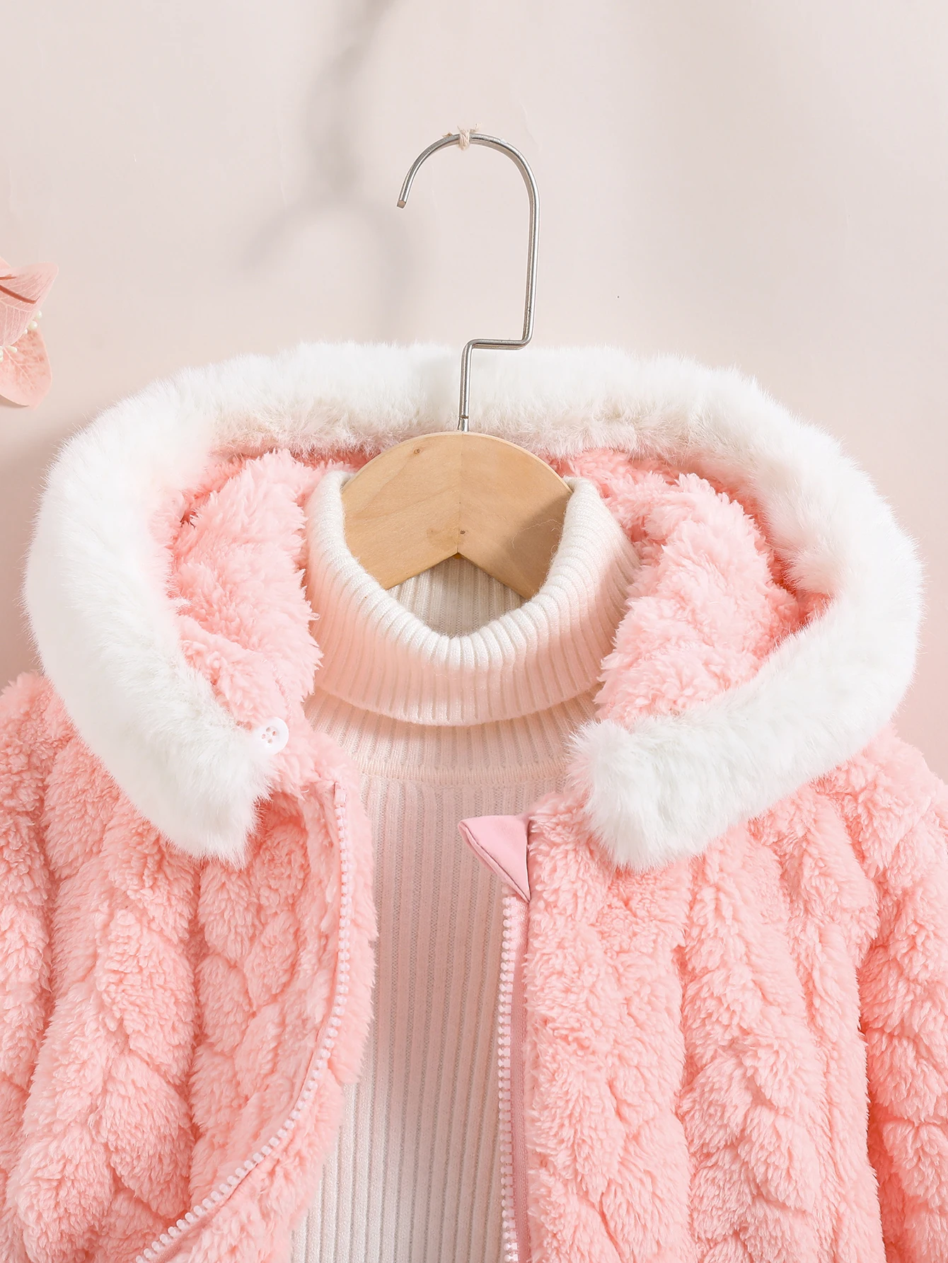 Herbst/Winter Mädchen-Kapuzenpullover mit Plüsch und Jacquard-Muster, dicker Hoodie, süße und warme Jacke. – Detail 4