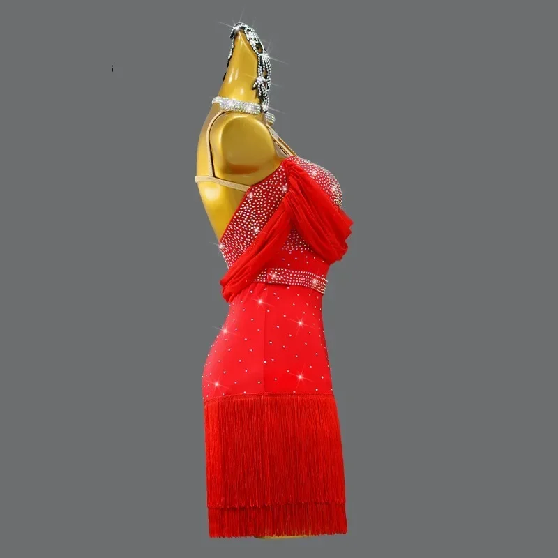 New Red Professional Latin Dance Competition Dress Sport Practice Wear Woman Prom Costume Ladies Skirt Girl Samba Girl Dancewear