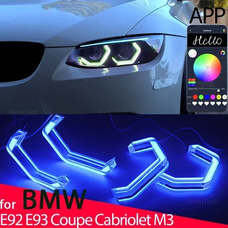 

M4 Style RGB Colorful Light Rings App Control DRL LED Angel Eyes Kit for BMW E92 E93 Coupe Convertible Cabrio M3 2006-2013