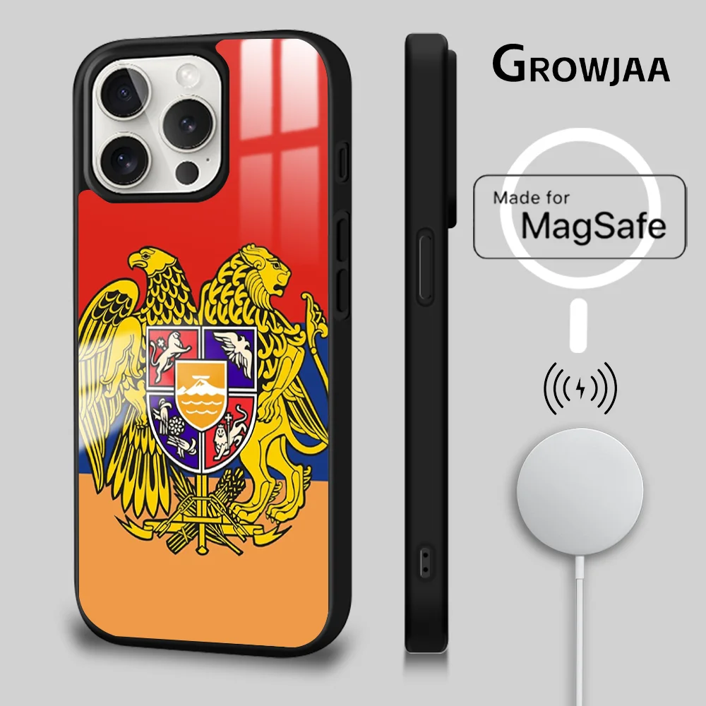 Armenia Armenians Flag Phone Case For iPhone 16 15 14 13 12 11 Pro Max Plus Mini Magsafe Mirror Wireless Magnetic Cover