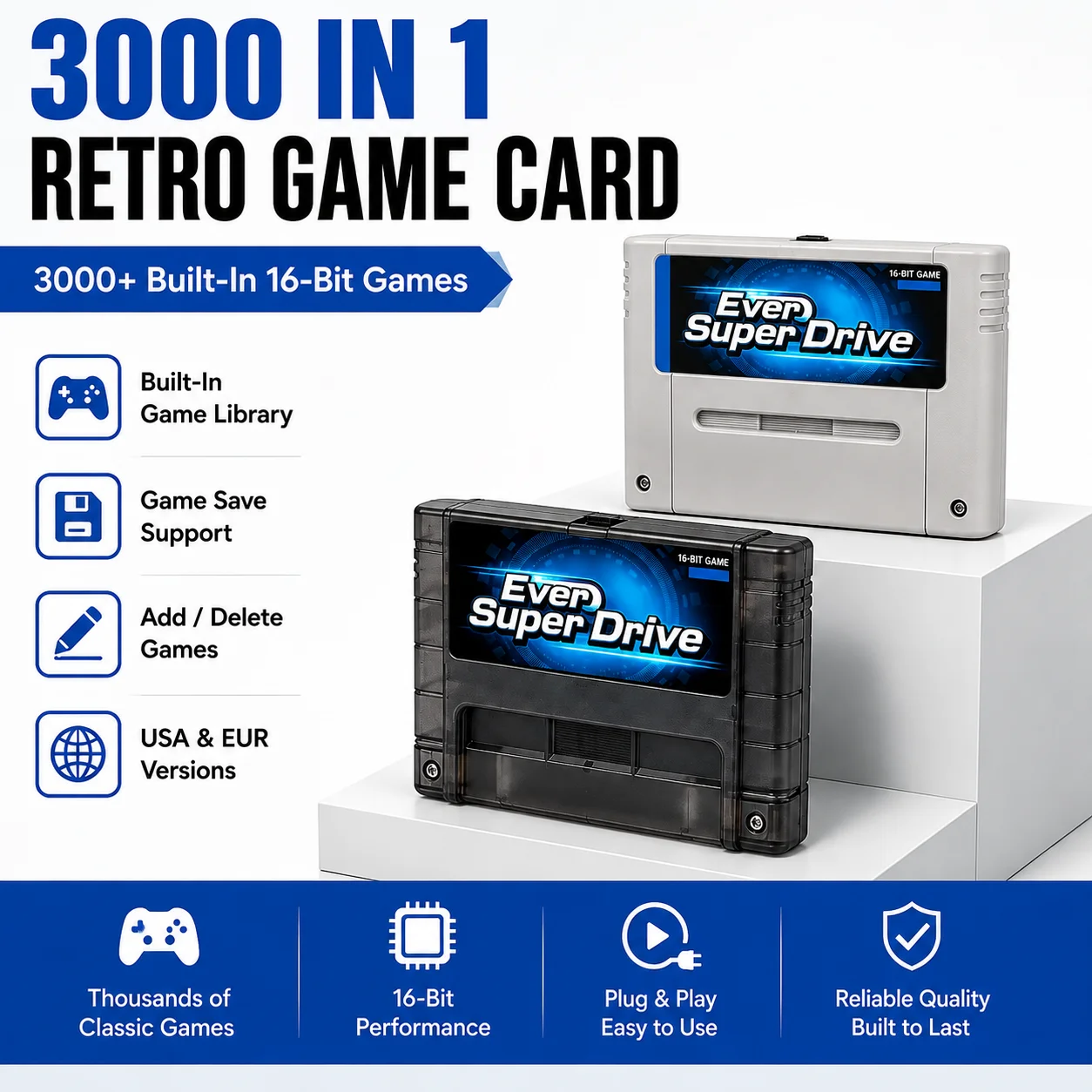 Image of 3000-in-1-Spielkarte mit 8GB Micro-SD-Karte, klassische Spielkassette für SNES NTSC PAL Videospielkonsole für Super Nintendo