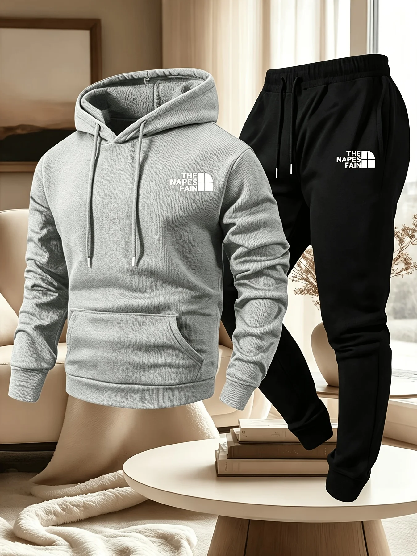 2026 2026 Men 2 Piece Sports Tracksuit Simple Mountain Graphic Print Hoodie + Jogger Pants Casual Loose Autumn Winter Outdoor Outfit - Aliexpress Deal