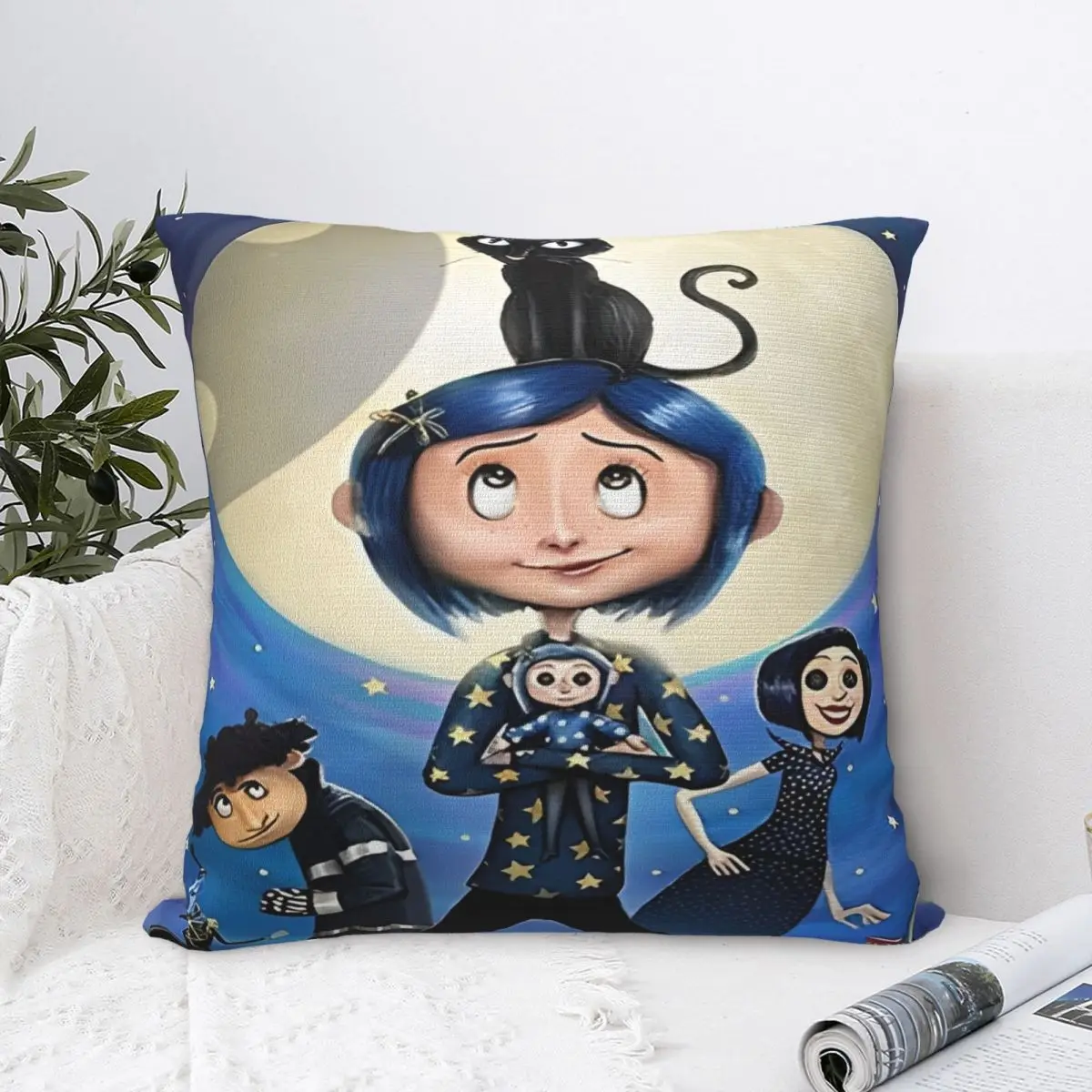 Coraline Doll Horror Cartoon Pillow Covers Merch Soft Polyester Cushion Cover Gift Pillow Case Cover Home Square