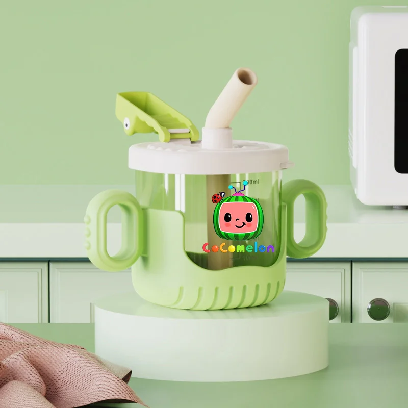 

Cocomelons Drinking Bottle with Straw Handheld Leakproof Water Cups Boys Girls Drop-proof Portable Cute Bottles Birthday Gifts