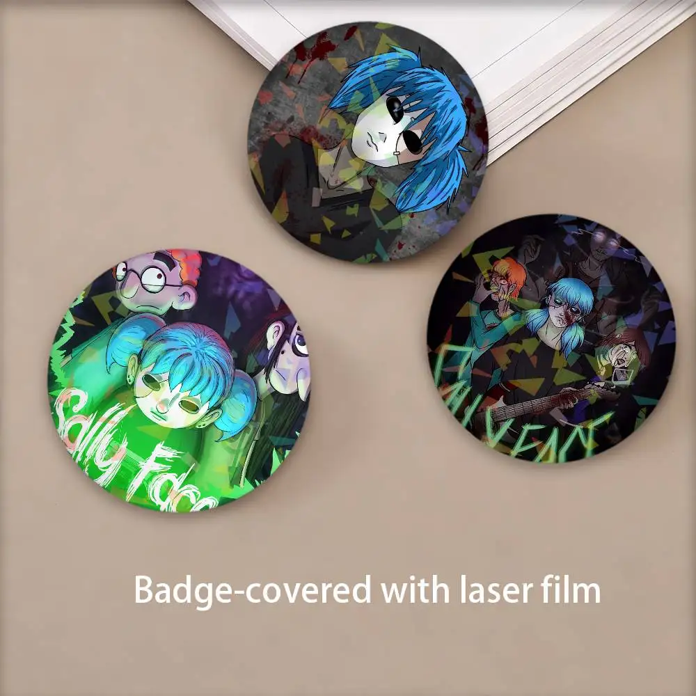 Game S-Sally Face Round Badge for Backpack Accessories Laser Lapel Pins Jewelry Gifts