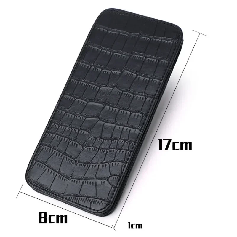 Long Crocodile Print Money Clip Men Multicard Slot Pu Leather Card Case Travel Document Organization Solid Color Women\'S Wallet