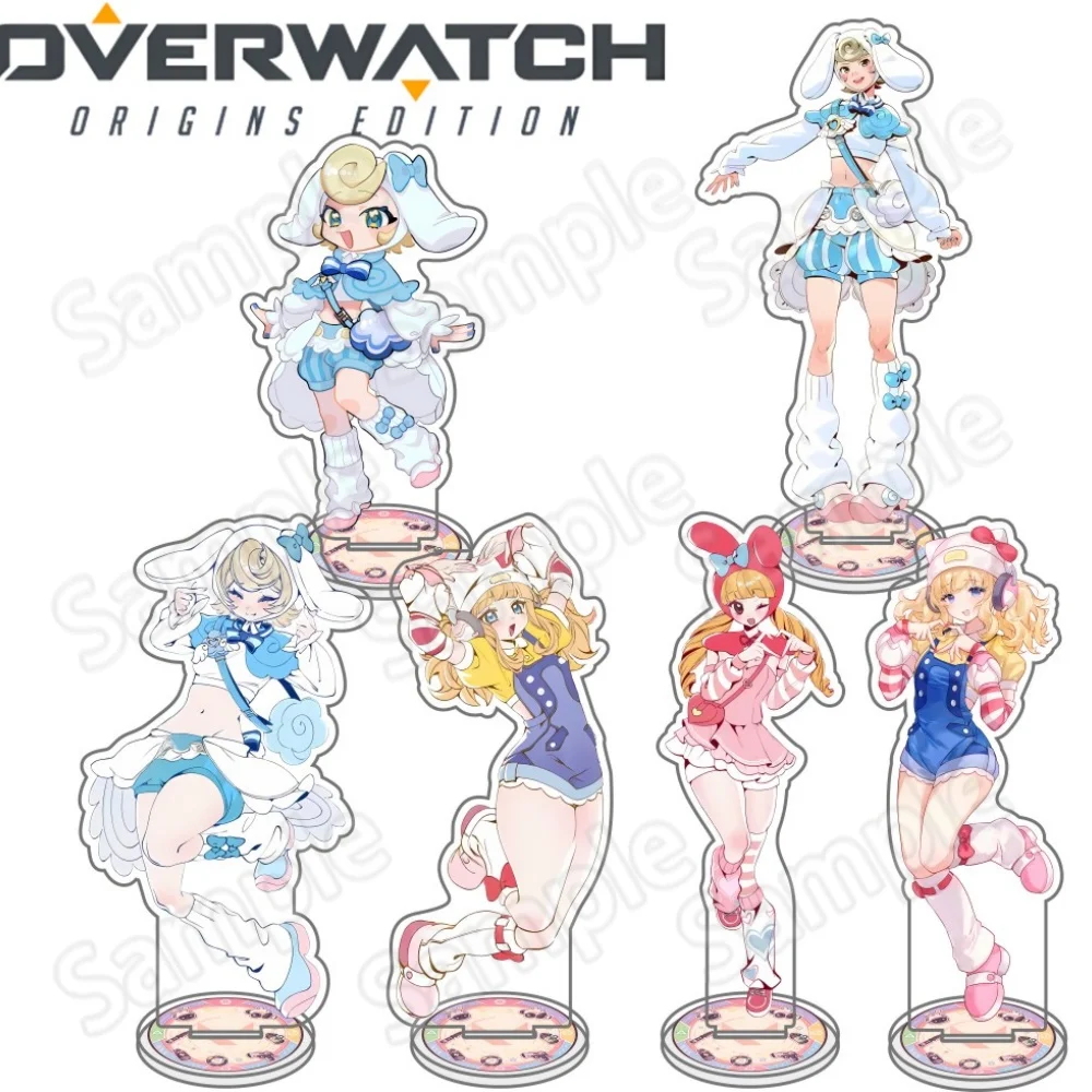 Porte-clés en acrylique Overwatch de 15 cm, figurines de jeu D.Va, Mercy, Kiriko, Tracer, Widowmaker, pendentif, cadeau pour les fans