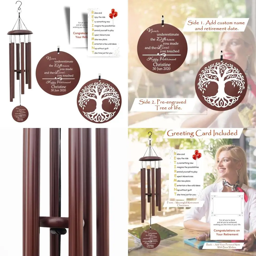

handcrafted bronze tree of life wind chimes - personalized retirement gift for men