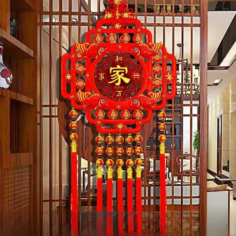 Adornos Colgantes Decorativos Grandes para el Hogar, Personaje de la Felicidad, Decoración en Movimiento, Regalos, Nudo de Madera de Melocotón, Tamaño Mediano, Suministros Festivos