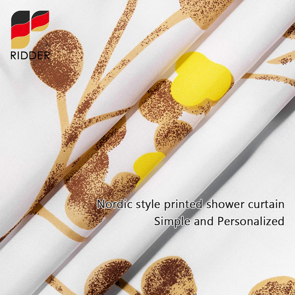 RIDDER Polyester Bathroom Shower Curtains Waterproof Durable Bathroom Screens Roller Hooks Nordic Wind Fruits of Autumn