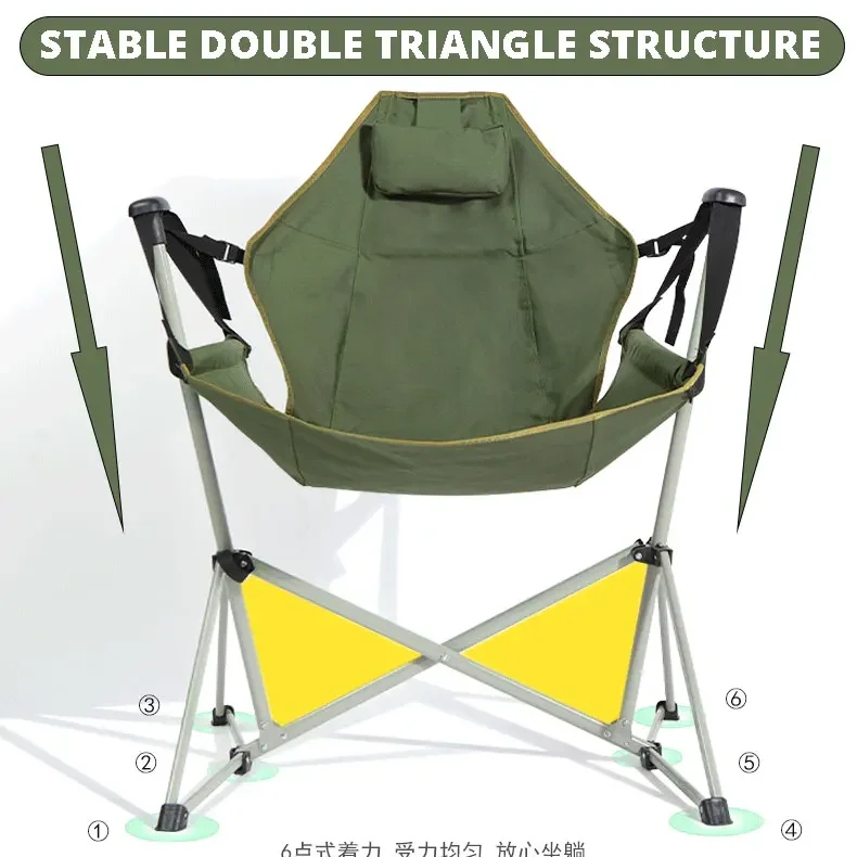 MOEYE Outdoor Folding Rocking Chair Portable Recliner Leisure Camping Chair Angle Adjustable Carbon Steel Picnic Chair