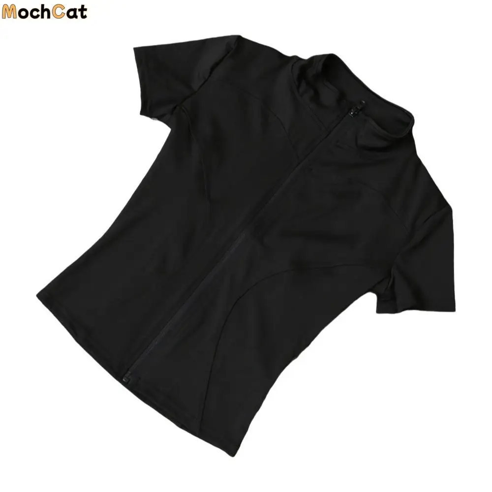 

Short Sleeve Sports Jacket T-shirt Black White Slimming Yoga Jacket Shirt Soft Sweat Absorption Yoga Crop Top Girls Yoga