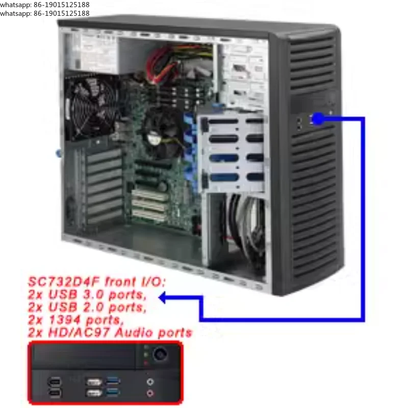 732D4F-500B medium tower workstation chassis 500w silent USB3.0 with X11SAE spot