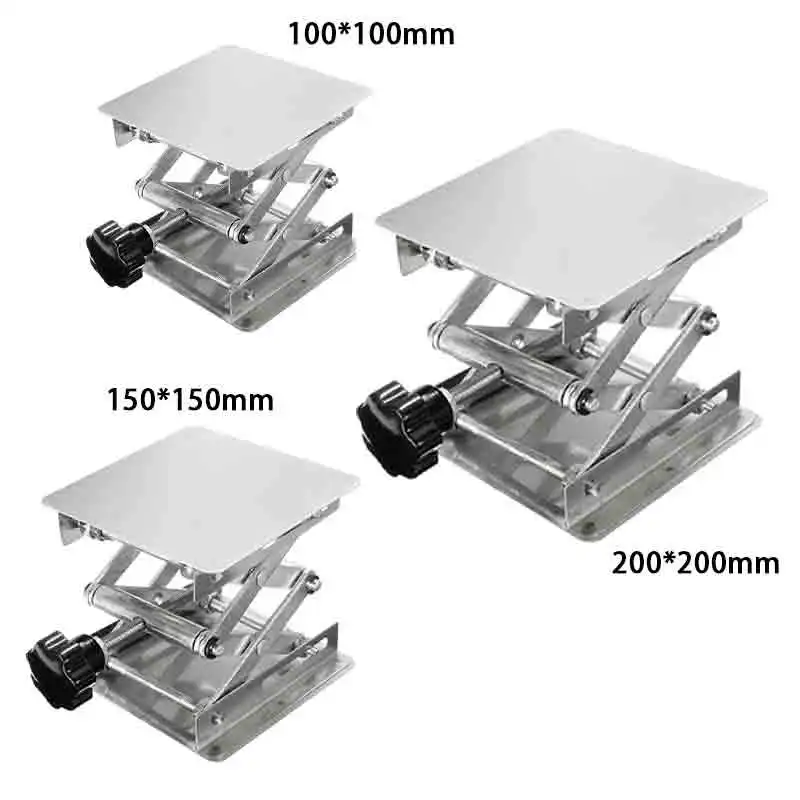 Plataforma elevadora de acero inoxidable para laboratorio, elevador de Banco de tijera Jack, estante de soporte de mesa, 100x100mm