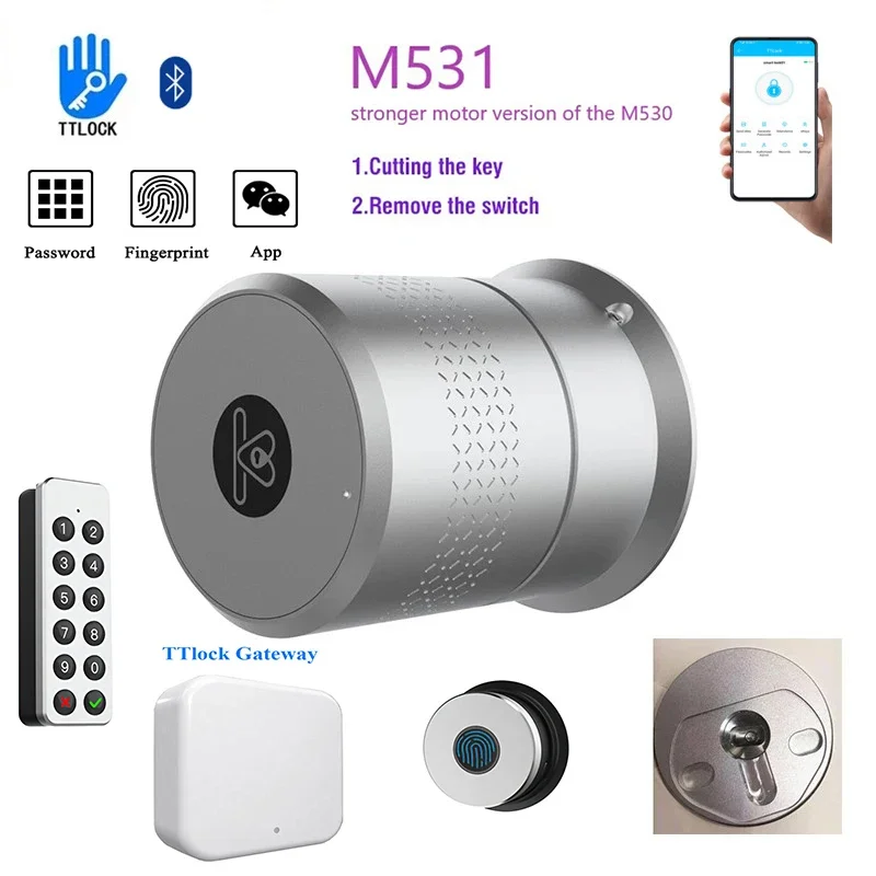 TTLock M531 Smart Door Lock Wehere App Bluetooth-compatible Remote Control Cylinder Lock Fingerprint Key Pad TTLock APP Unlock