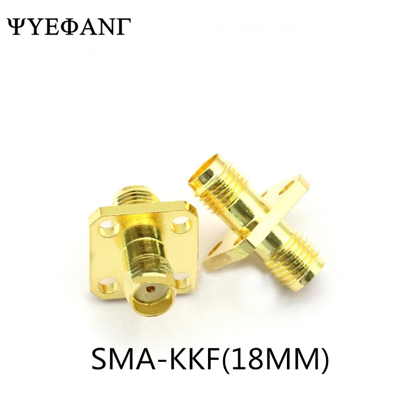 5pcs/lot RF adapter SMA-SMA-KKF Total length 18MM Double-pass head Female to mother with square plate Flange