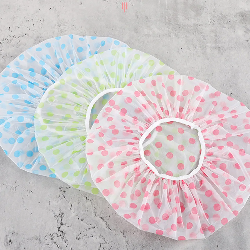 

10pcs Waterproof Bath Hat For Women Large Stretchable Shower Cap Long Hair Braids Curls Adults Foldable Travel