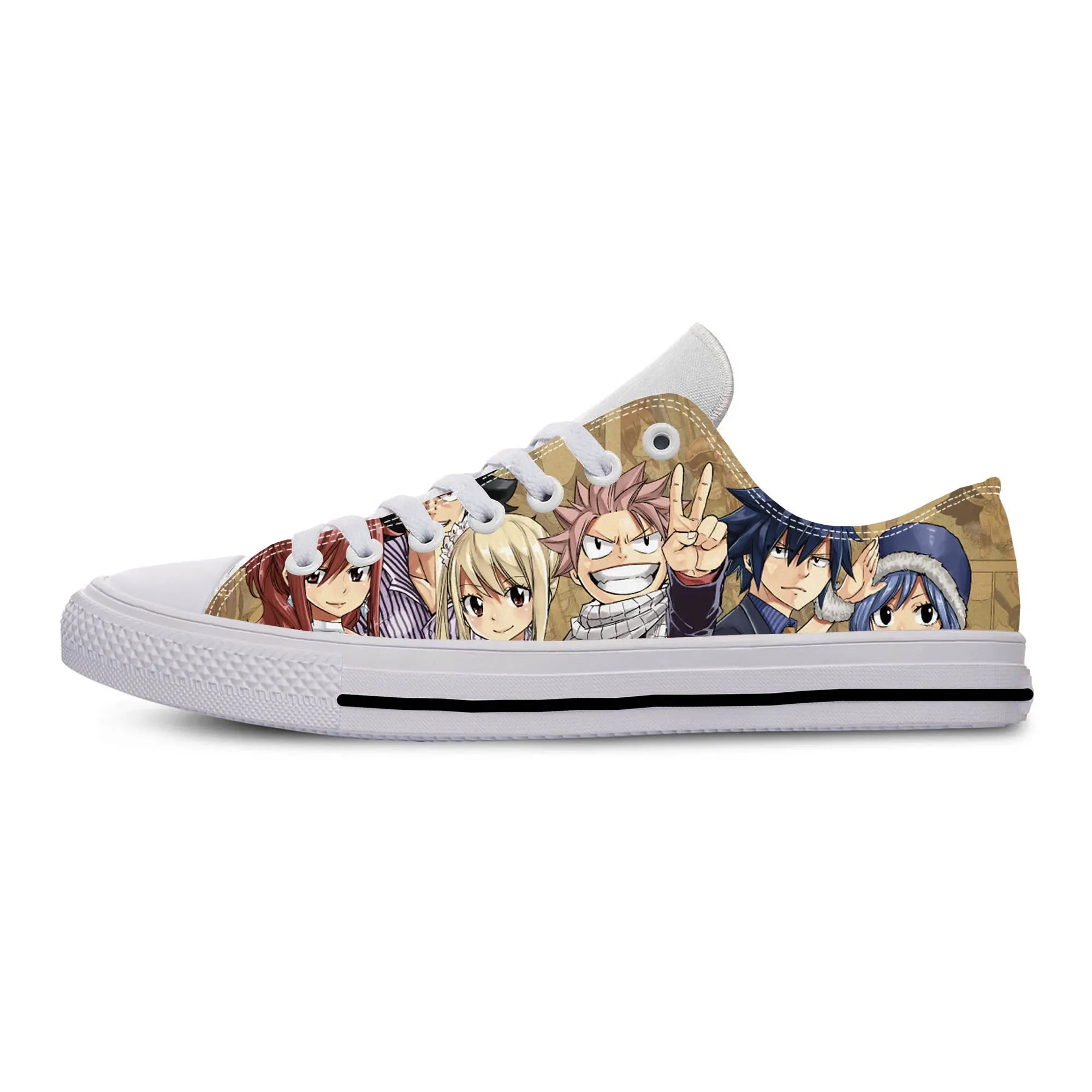 Sepatu Anime Jepang Manga kartun komik peri ujung sepatu kain kasual atasan rendah ringan bersirkulasi cetak 3D Sneakers Pria Wanita