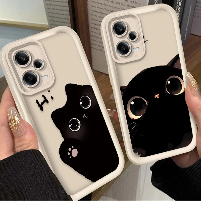 Lovely Big Eyed Cat Phone Case for Xiaomi Redmi Note 13 14 14S 12 11 Pro Plus 5G 12S 11S 10S 10 9 Redmi 14C 13C 12C 12 4G A3 A3X
