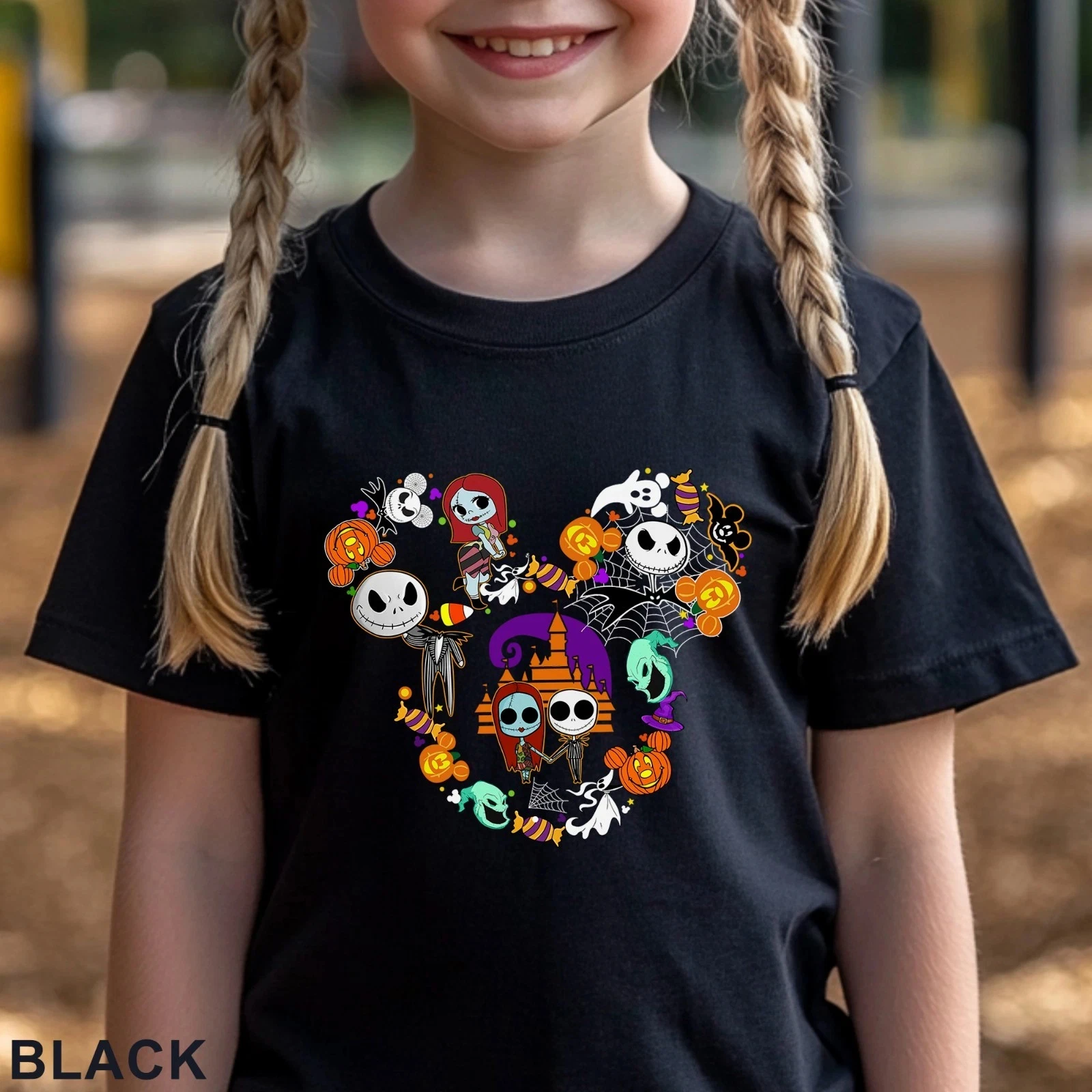 Camicia da incubo di Halloween Disney, Natale Disney, Camicia di Halloween, T-shirt in puro cotone per bambini adulti maschi e femmine