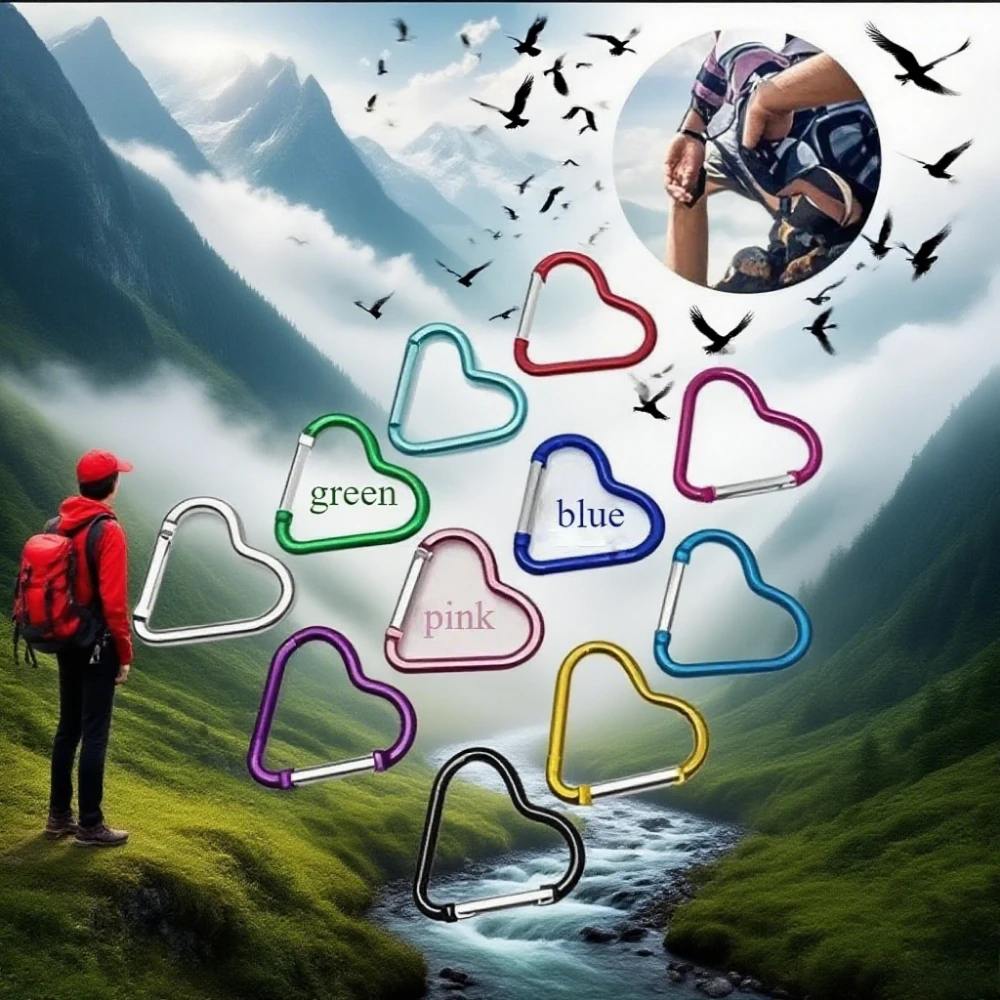 

Heart Shaped Metal Carabiner Keychain Carabiner Outdoor Climbing Camping Key Ring Buckle Multi Travel Kit Hook Hanging Keyring