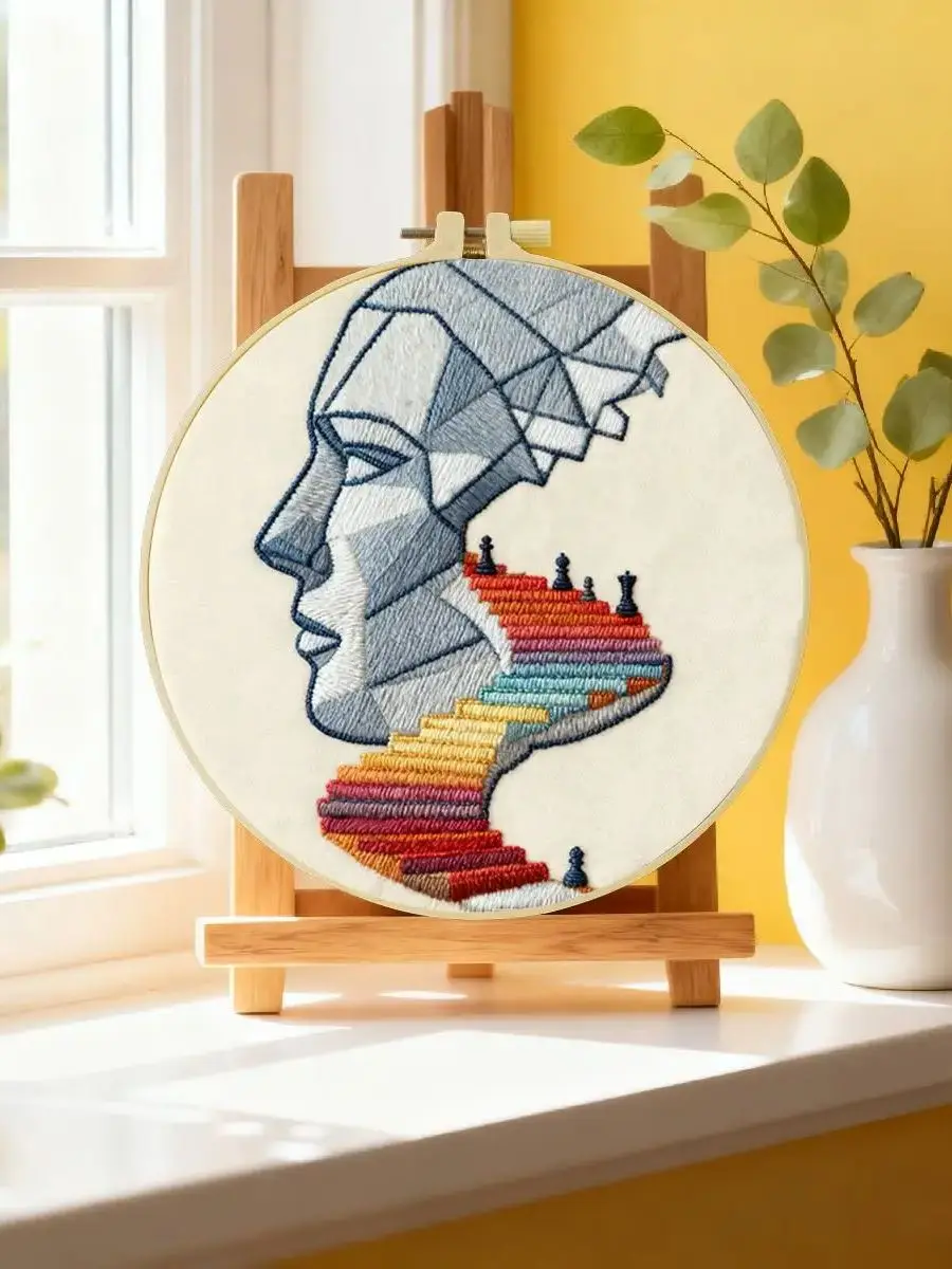 1 Stück 20X20CM/15X15CM 7,87/6,3 Zoll Landschaft - Treppen Stickerei Starter-Kit DIY-Kit DIY-Stickerei-Set Handarbeiten Heimdekoration – Detail 6