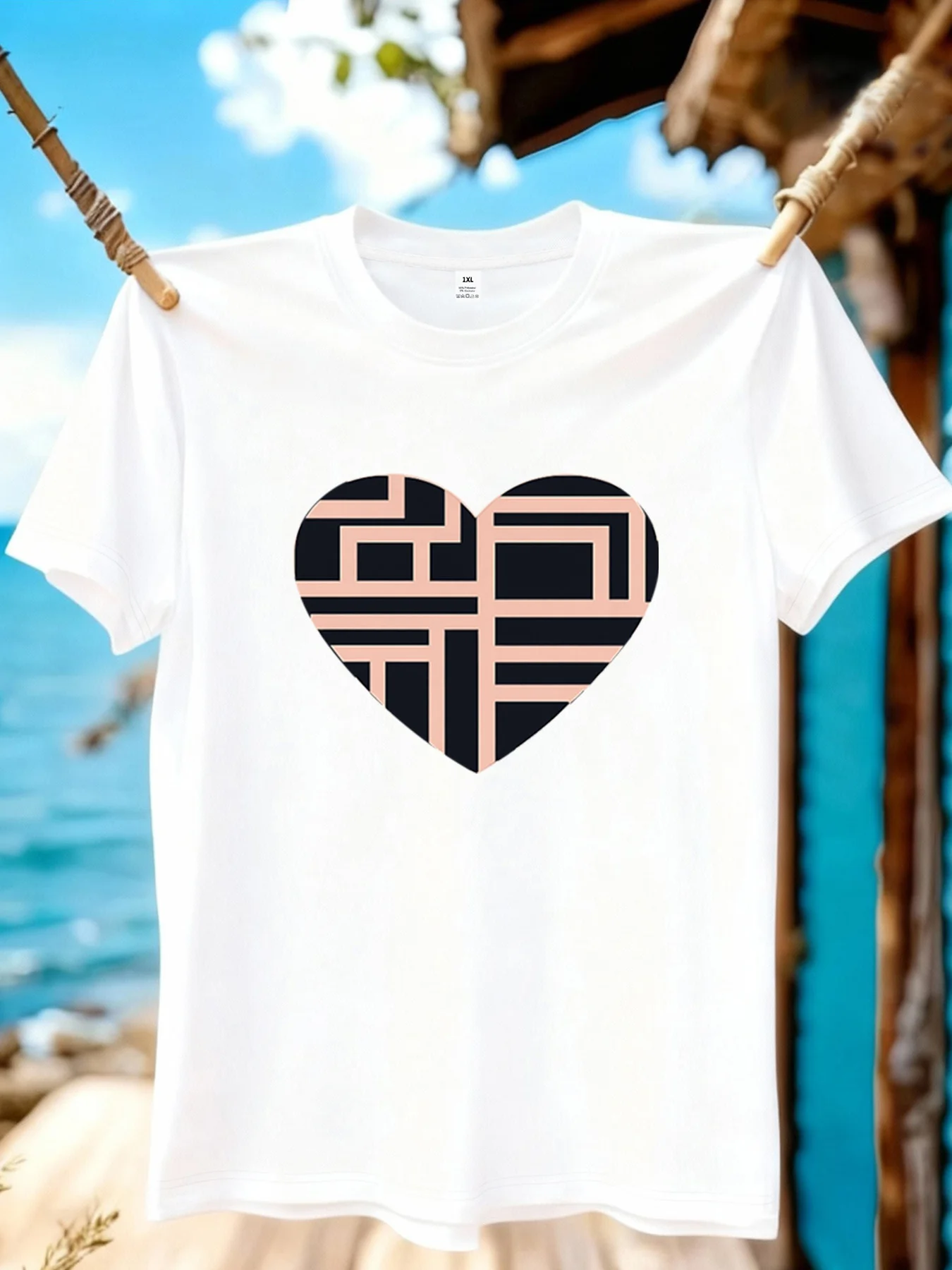 

【YJ01167】Heart Cartoon Print Plus Size Women's T-Shirt Summer Casual Short Sleeve Top Fashionable Versatile Clothing